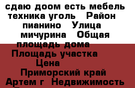 сдаю доом есть мебель,техника,уголь › Район ­ пианино › Улица ­ мичурина › Общая площадь дома ­ 40 › Площадь участка ­ 3 › Цена ­ 7 000 - Приморский край, Артем г. Недвижимость » Дома, коттеджи, дачи аренда   